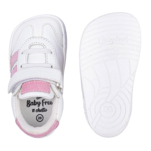Zapatilla Barefoot Chetto Baby Free Blanca y Rosa