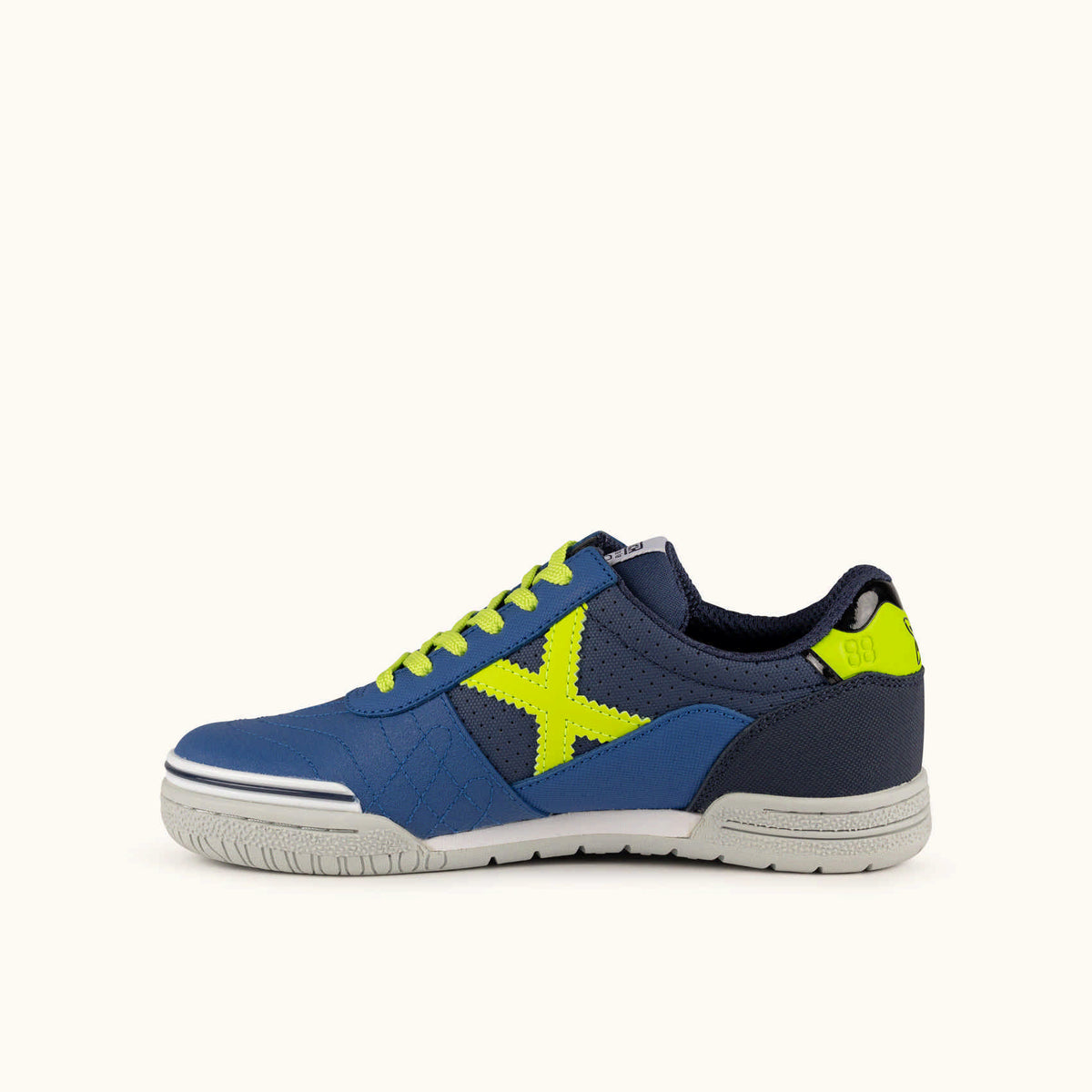 Zapatilla de fútbol sala MUNICH G3 468 azules y amarillo flúor.