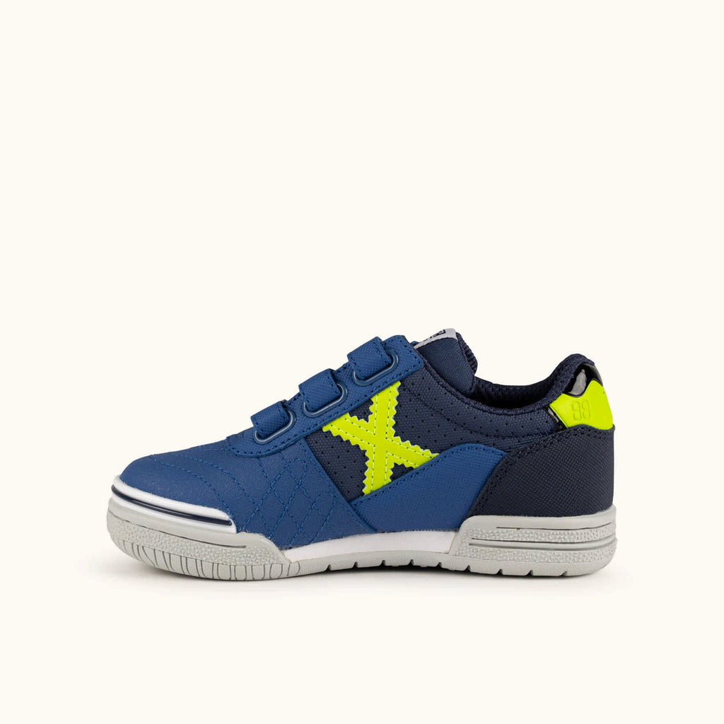 MUNICH G-3 KID VCO 468 Zapatillas fútbol sala Infantiles Azules y Amarillas con Velcro