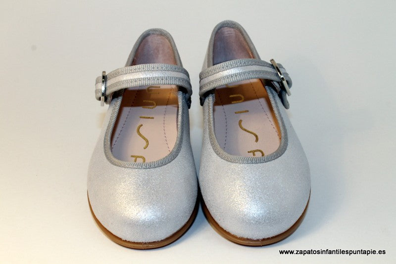 Merceditas Unisa metalizada plata - detalle