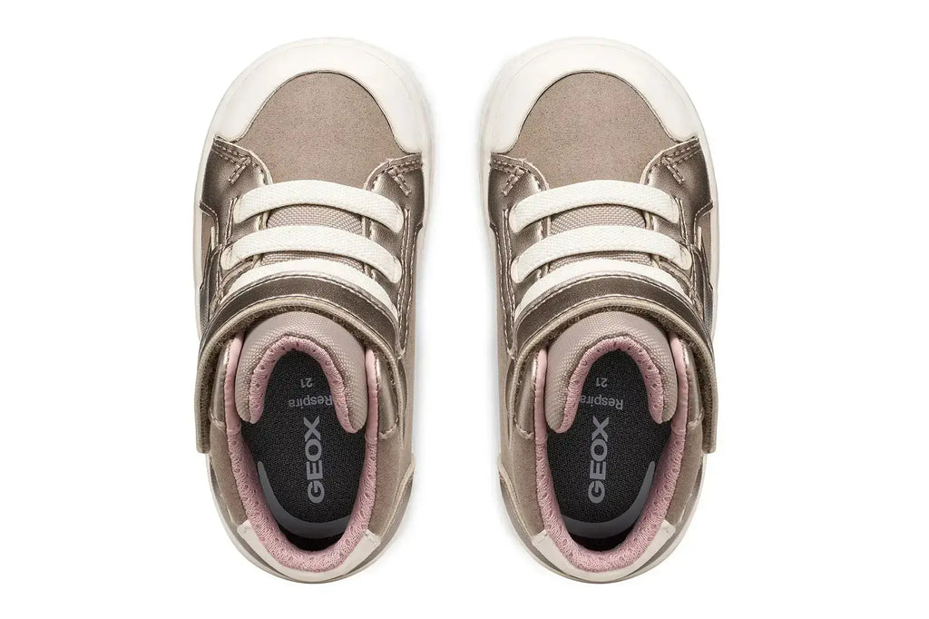 Botín Geox Gisli Girl beige metalizado con velcro