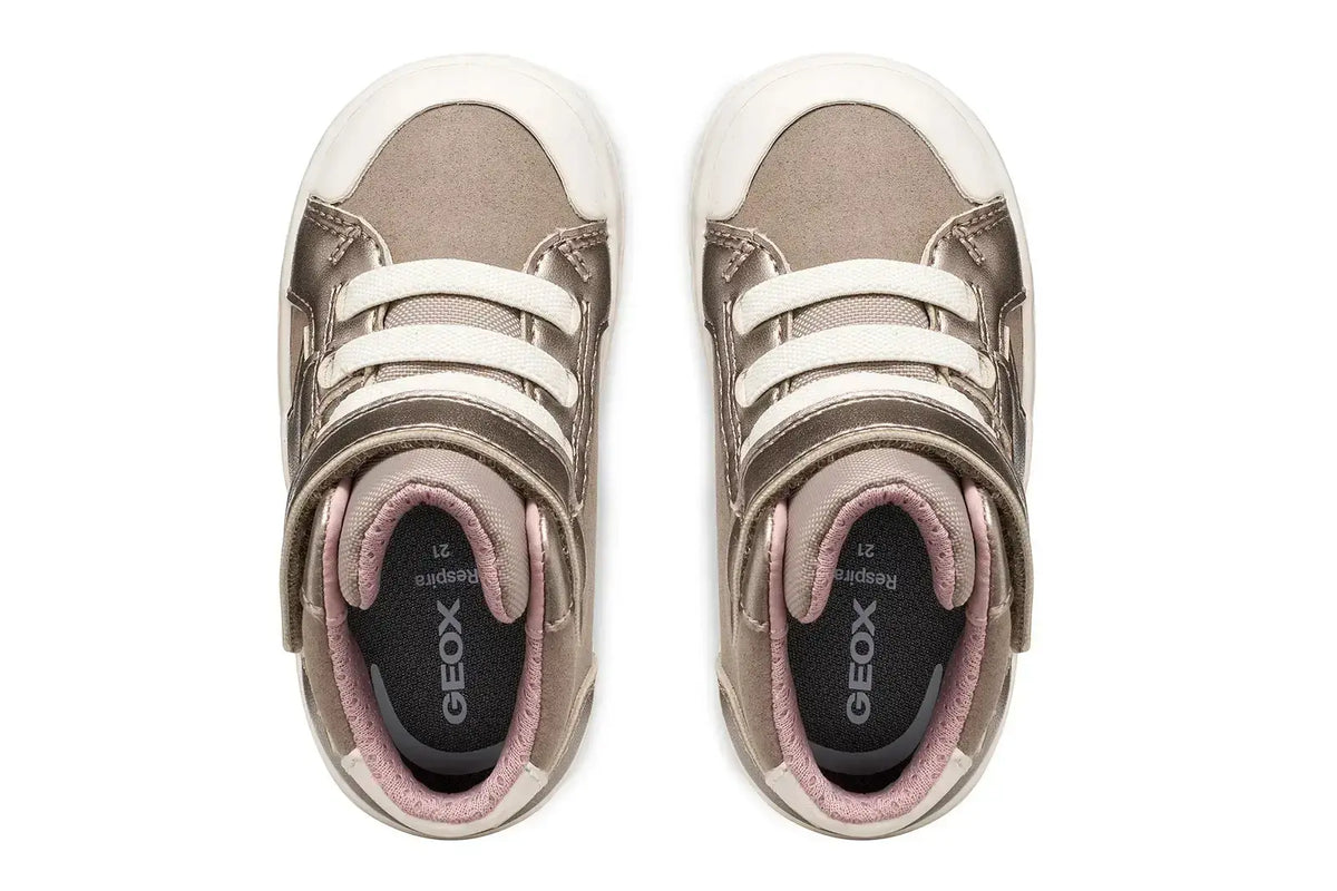 Botín Geox Gisli Girl beige metalizado con velcro