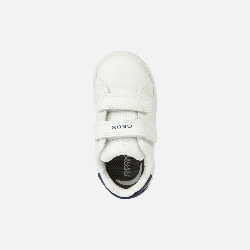 Zapatilla Geox dos velcros blanca azul