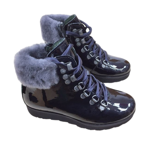 Bota Gorila Charol Azul Marino Forro Pelo