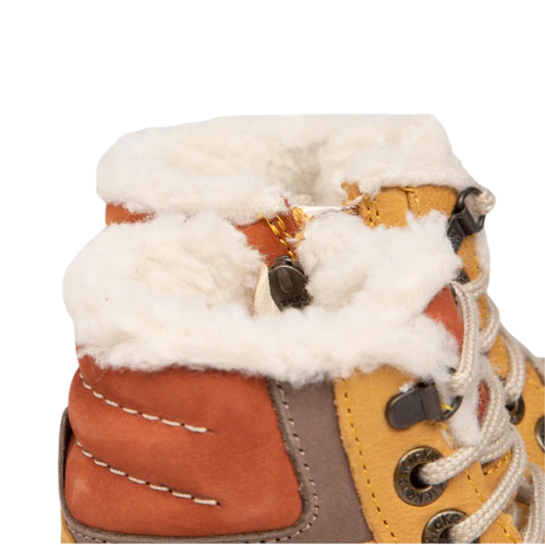 Bota Alta Kickers Camel Forro Borreguito