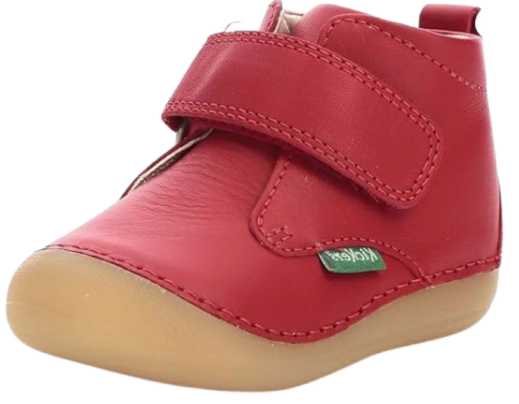 Botín Liso Piel Rojo Granate