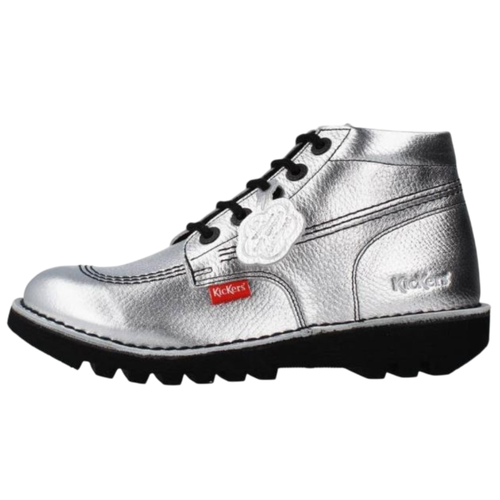 Bota Kickers Negra Cordones Detalle Plata