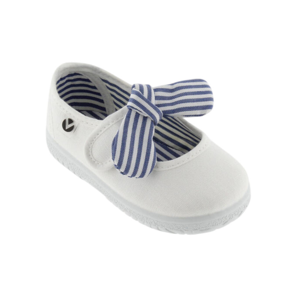 Merceditas de lona Lazo Rayas Azul Blanco