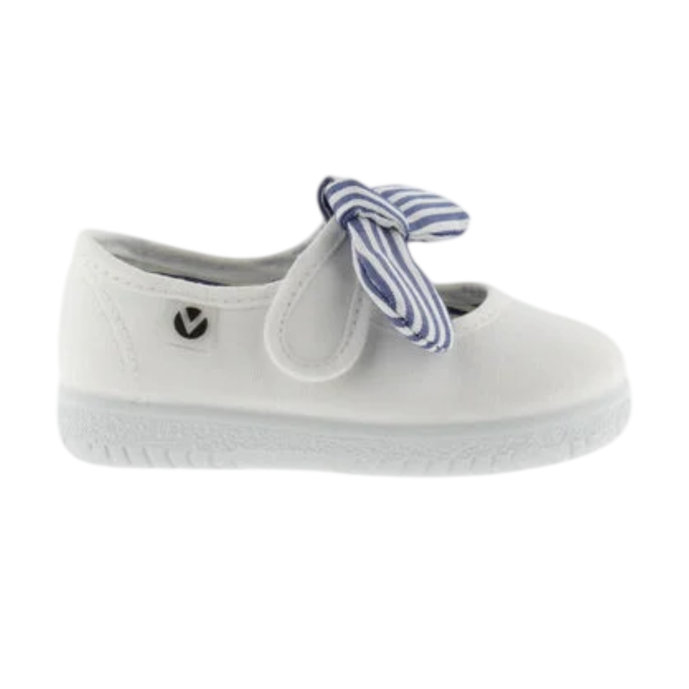 Merceditas de lona Lazo Rayas Azul Blanco