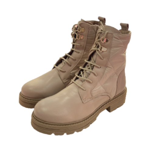 Bota Yokono Acolchada Beige Cordones y Cremallera