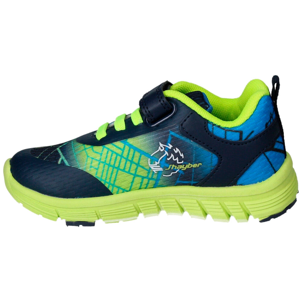 Zapatilla deportiva Velcro Cordón Azul Verde Fluor