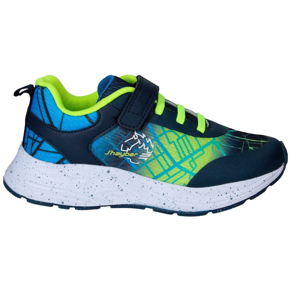 Zapatilla deportiva Velcro Cordón Azul Fluorescente