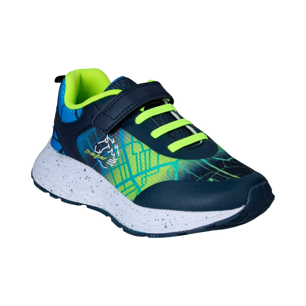 Zapatilla deportiva Velcro Cordón Azul Fluorescente