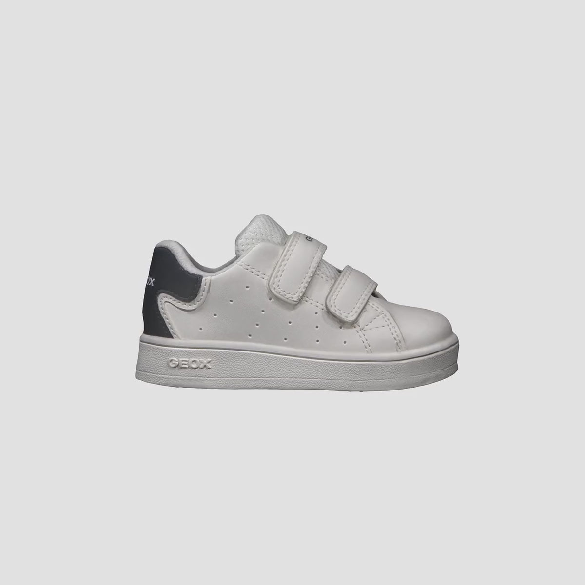 Zapatilla Geox dos velcros blanca azul